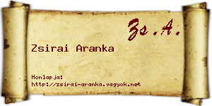 Zsirai Aranka névjegykártya